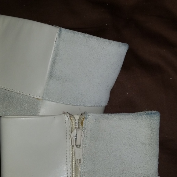 Cream Leather & Suede Platform Booties Sz. 8 - Picture 6 of 8